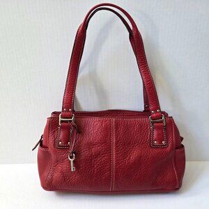 Fossil Purse Red Pebbled Leather Blackburn II East West Satchel Shoulder Bag